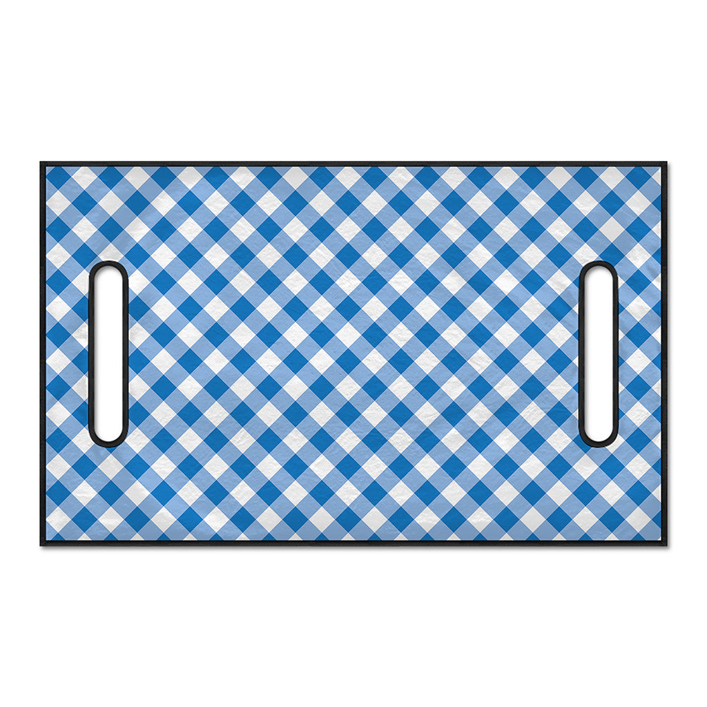 Steel Blue And White Gingham Print Golf Cart Seat Cover