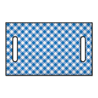 Steel Blue And White Gingham Print Golf Cart Seat Cover