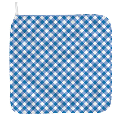 Steel Blue And White Gingham Print Hand Towel