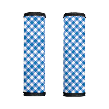 Steel Blue And White Gingham Print Handle Covers