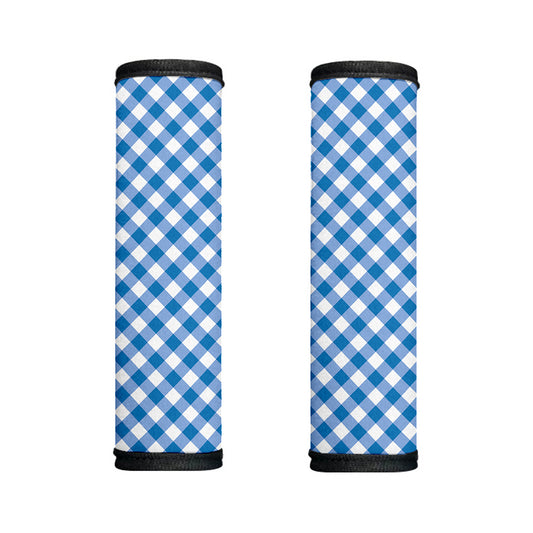 Steel Blue And White Gingham Print Handle Covers