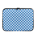 Steel Blue And White Gingham Print Laptop Sleeve