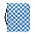 Steel Blue And White Gingham Print Leather Bible Cover