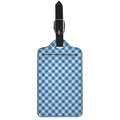 Steel Blue And White Gingham Print Luggage Tag