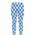Steel Blue And White Gingham Print Men's Leggings