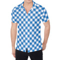 Steel Blue And White Gingham Print Men's Shirt