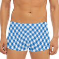 Steel Blue And White Gingham Print Men's Short Boxer Briefs