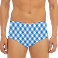 Steel Blue And White Gingham Print Men's Triangle Swim Briefs