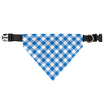 Steel Blue And White Gingham Print Over The Collar Dog Bandana