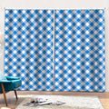 Steel Blue And White Gingham Print Pencil Pleat Curtains