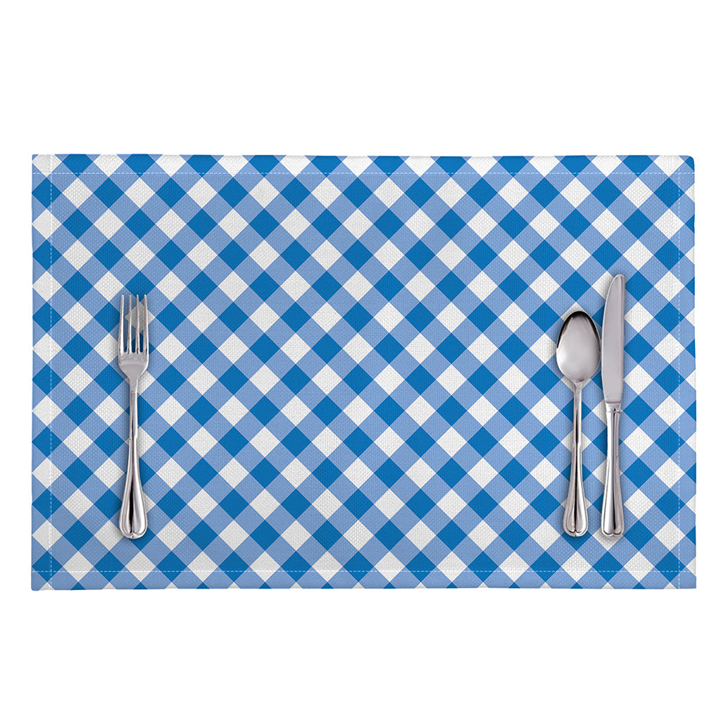 Steel Blue And White Gingham Print Placemat
