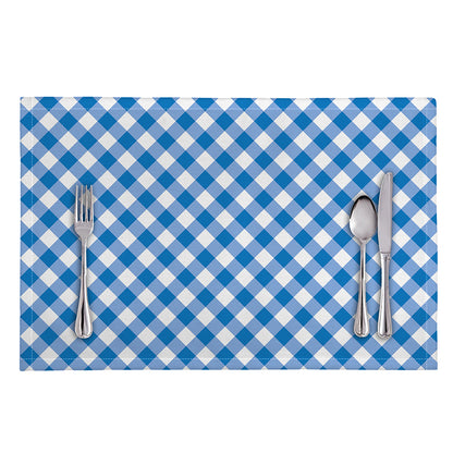 Steel Blue And White Gingham Print Placemat