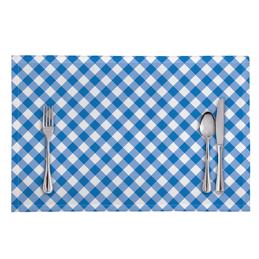 Steel Blue And White Gingham Print Placemat