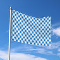 Steel Blue And White Gingham Print Polyester Flag