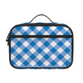Steel Blue And White Gingham Print Portable Lunch Bag
