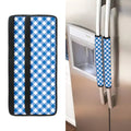 Steel Blue And White Gingham Print Refrigerator Handle Covers