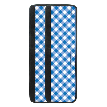 Steel Blue And White Gingham Print Refrigerator Handle Covers