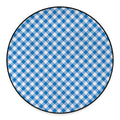 Steel Blue And White Gingham Print Round Floor Mat