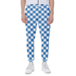 Steel Blue And White Gingham Print Scuba Joggers