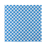 Steel Blue And White Gingham Print Silk Bandana