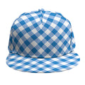 Steel Blue And White Gingham Print Snapback Cap