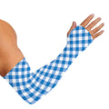 Steel Blue And White Gingham Print Sun Protection Arm Sleeves