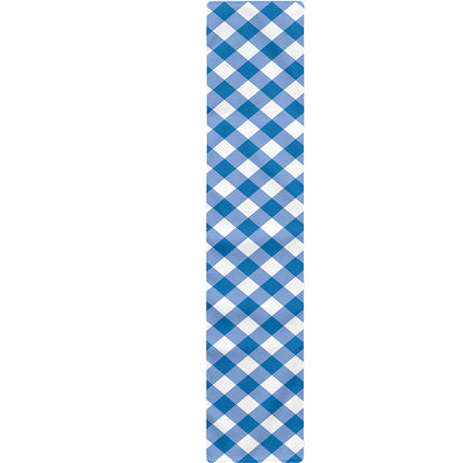 Steel Blue And White Gingham Print Table Runner