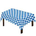 Steel Blue And White Gingham Print Tablecloth