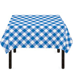 Steel Blue And White Gingham Print Tablecloth