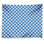 Steel Blue And White Gingham Print Tapestry