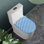 Steel Blue And White Gingham Print Toilet Lid Cover