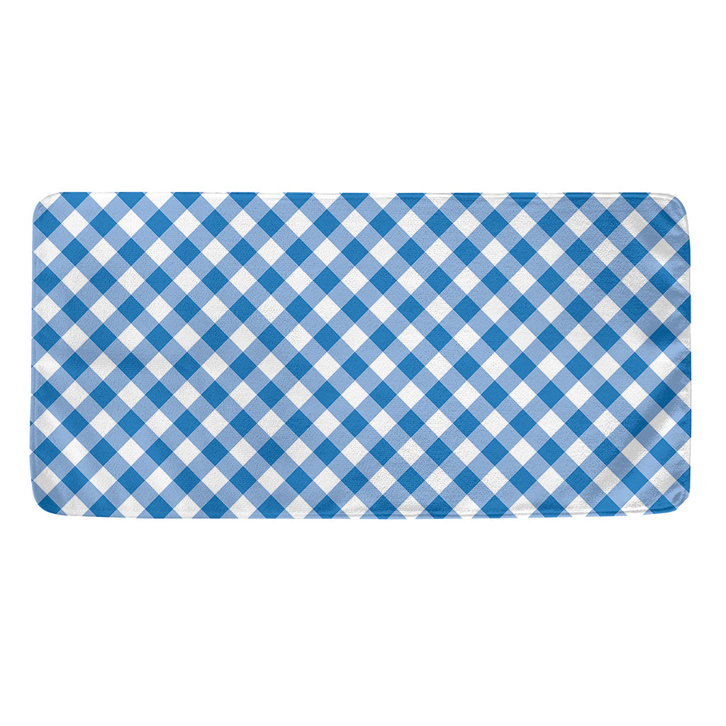 Steel Blue And White Gingham Print Towel
