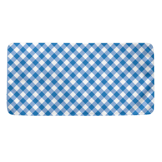 Steel Blue And White Gingham Print Towel