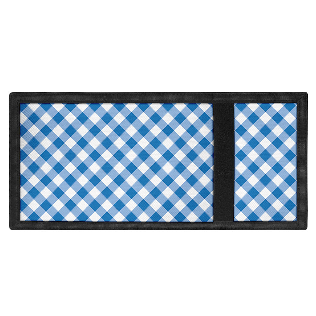 Steel Blue And White Gingham Print Trifold Wallet