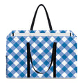 Steel Blue And White Gingham Print Utility Tote Bag