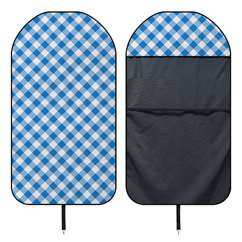 Steel Blue And White Gingham Print Waterproof Car Seat Cover