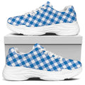 Steel Blue And White Gingham Print White Chunky Shoes