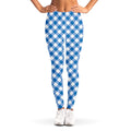 Steel Blue And White Gingham Print Women's Leggings