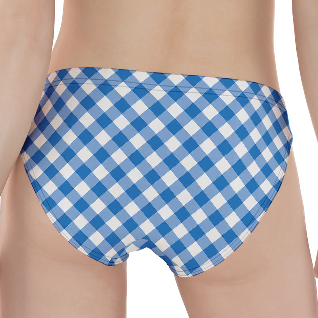 Steel Blue And White Gingham Print Women's Panties