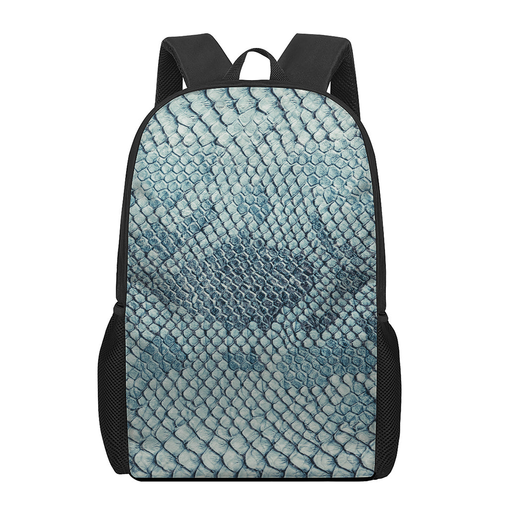 Steel Blue Snakeskin Print 17 Inch Backpack