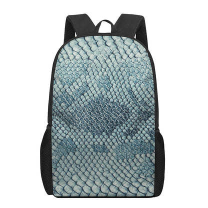 Steel Blue Snakeskin Print 17 Inch Backpack