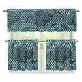 Steel Blue Snakeskin Print 3 Piece Kitchen Curtains