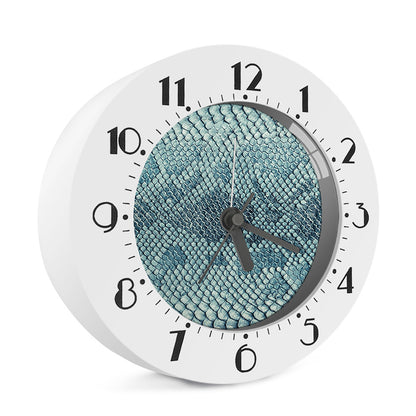 Steel Blue Snakeskin Print Alarm Clock