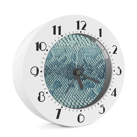 Steel Blue Snakeskin Print Alarm Clock