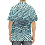 Steel Blue Snakeskin Print Aloha Shirt