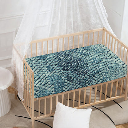 Steel Blue Snakeskin Print Baby Crib Sheet