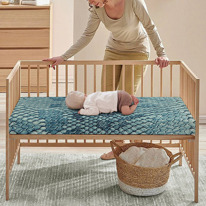 Steel Blue Snakeskin Print Baby Crib Sheet