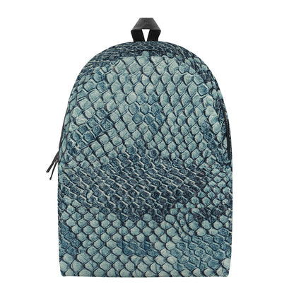 Steel Blue Snakeskin Print Backpack