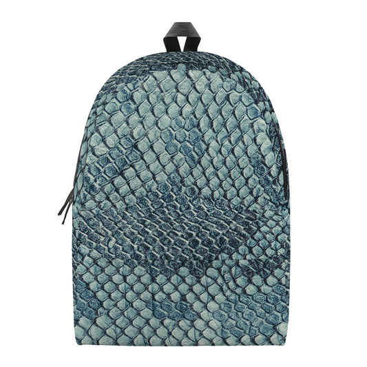 Steel Blue Snakeskin Print Backpack