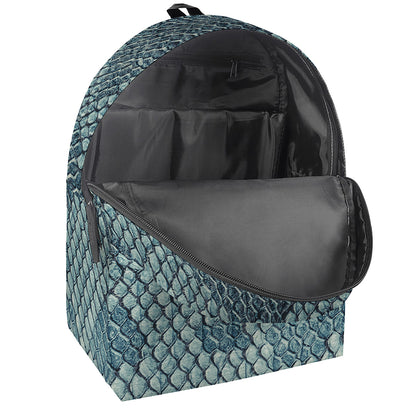 Steel Blue Snakeskin Print Backpack